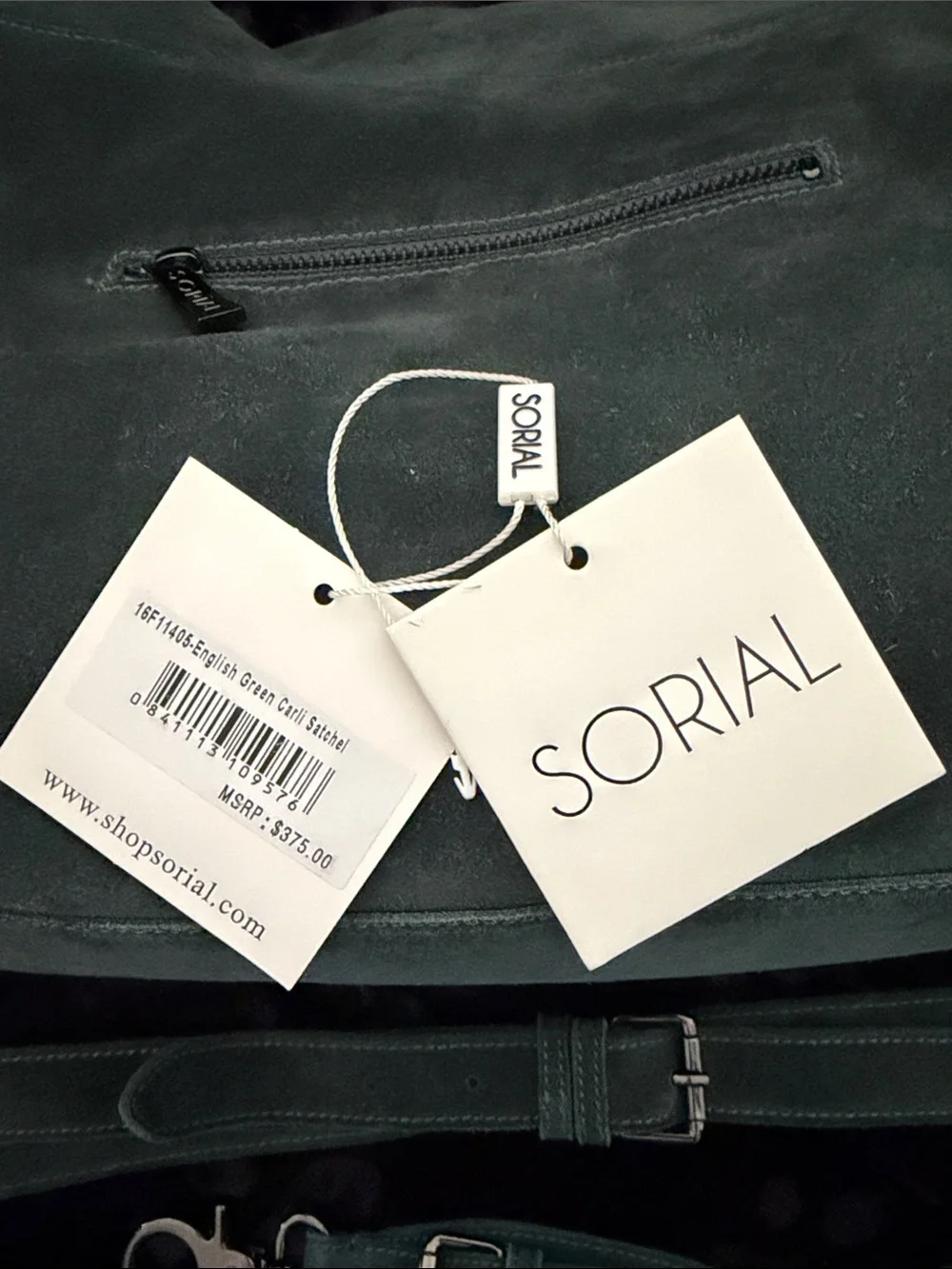 Sorial Dark Olive Suede Fringe Crossbody/shoulder handbag with two Straps